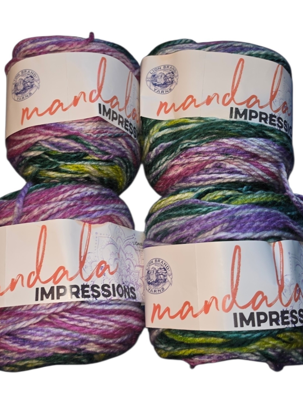 Lion Brand Mandala Impressions Mermaid Yarn Lot of 4 Bulky #5 Multicolor